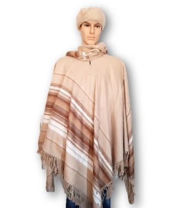Beige heren poncho