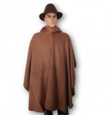 Bruin alpaca heren poncho