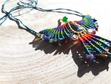 Eagle macrame necklace gemston