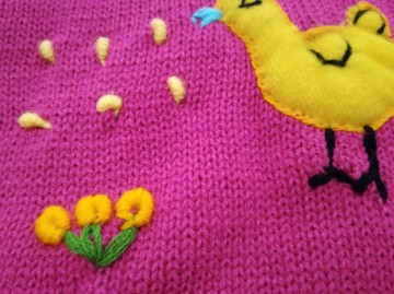 Gebreide meisje poncho fuchsia 5