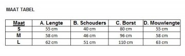 Maat tabel tunica 1