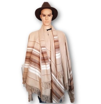 Beige heren alpaca poncho