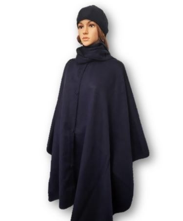 Blauw alpaca dames cape