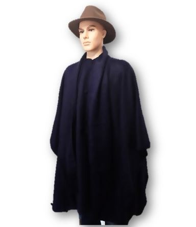 Blauw alpacawol poncho