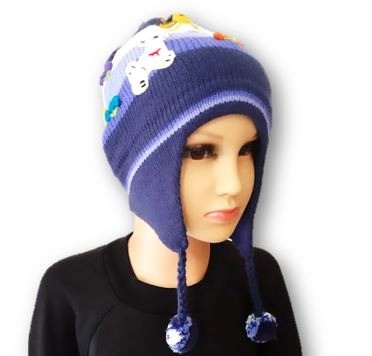 Blauwe gebreide muts