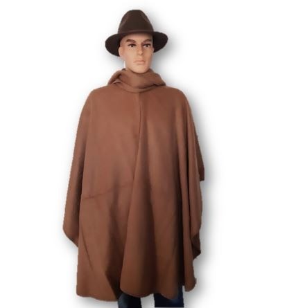 Bruin alpaca heren poncho