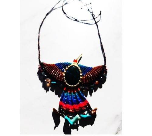 Chrysocolla macrame necklace