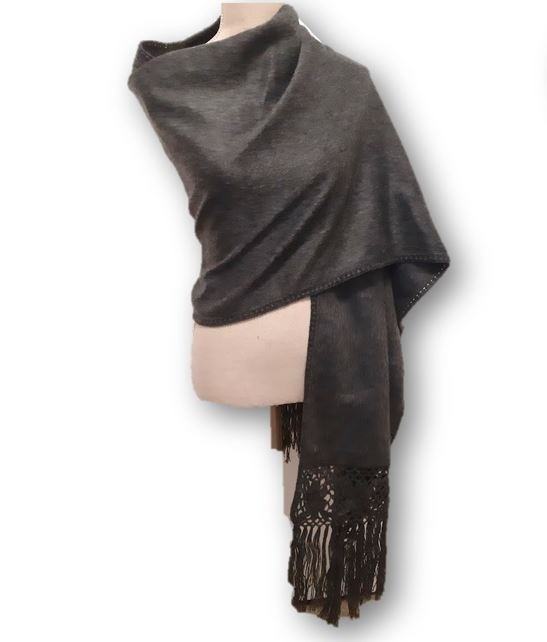 Donker grijs alpaca sjaal 0