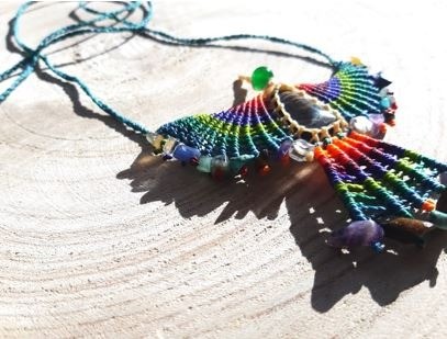 Eagle macrame necklace gemston