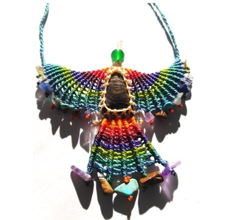 Eagle macrame necklace woman