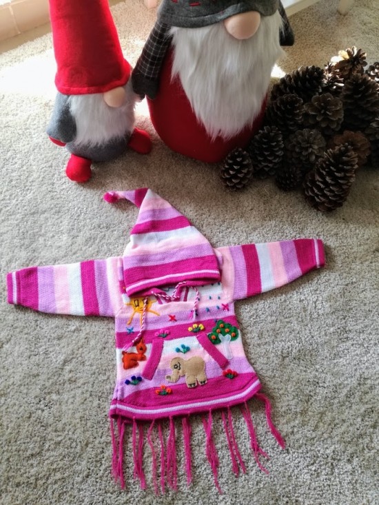 Gebreide jurk met patches roze