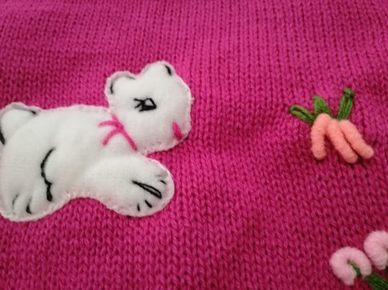 Gebreide meisje poncho fuchsia 4