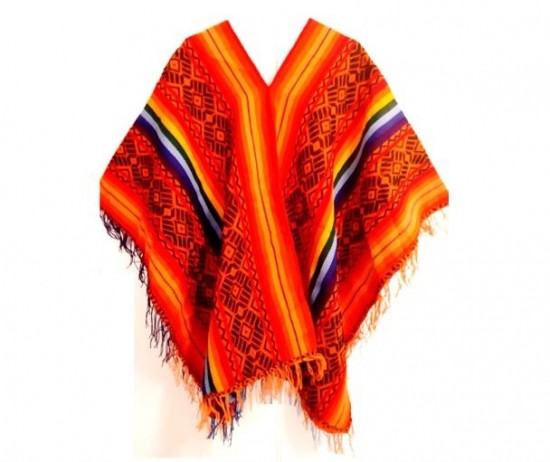 Heren orange poncho 0