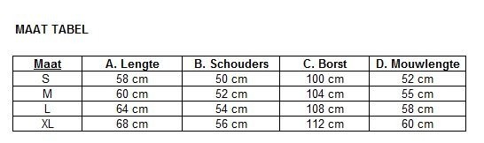 Maat tabel alpaca jacket 2