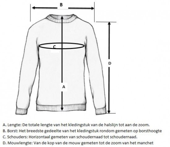 Maat tabel hoodie 16