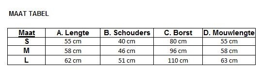 Maat tabel tunica 1