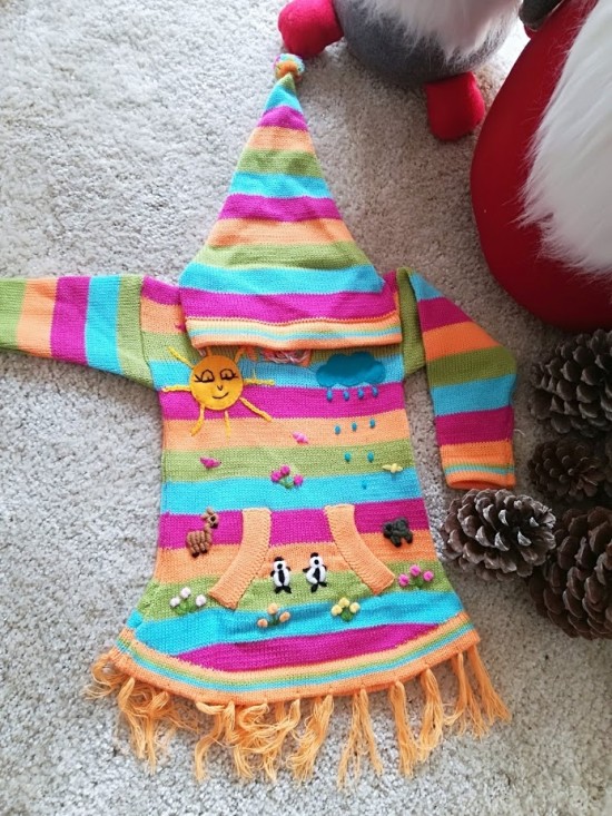 Multicolor wolle tuniek