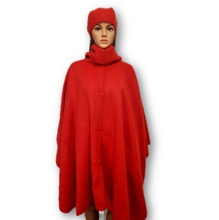 Rode alpaca dames poncho