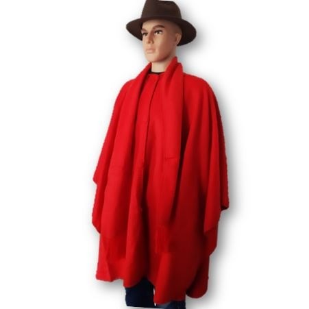 Rode alpaca wol poncho 0