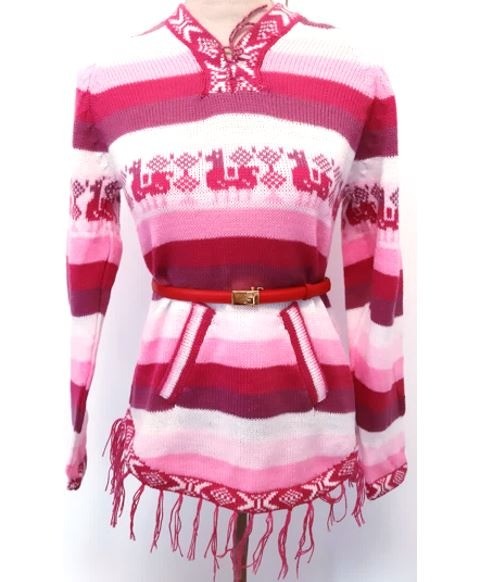Roze alpaca wol dames trui