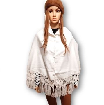 Witte alpacawol cape