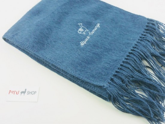Zon blauw alpaca wol sjaal