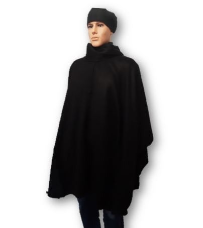 Zwarte alpaca heren poncho