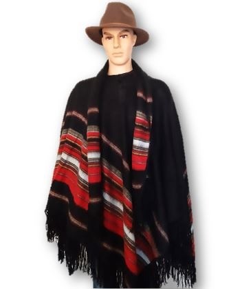 Zwarte heren winter poncho