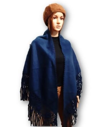 triangle poncho sjaal blauw - Poncho sjaal - online Peruaanse Alpacawol kleding < Gratis verzending>