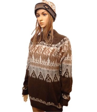 alpaca wol dames bruin - Sweater online Peruaanse Alpacawol kleding < Gratis verzending>