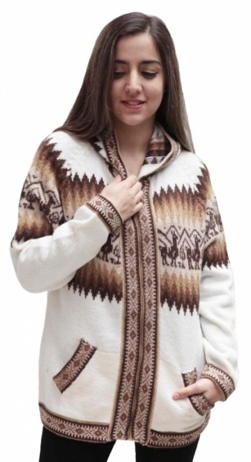 galop Traditie condensor Alpacawol vest met capuchon wit - ALPACAWOL UIT PERU - Koop online Peruaanse  Alpacawol kleding < Gratis verzending>