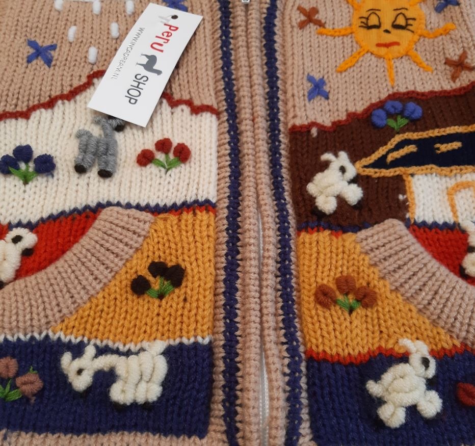 Kinderen arpillera peruaanse trui Peruaanse kinderen wollen jas Kleding Jongenskleding Babykleding voor jongens Truien 