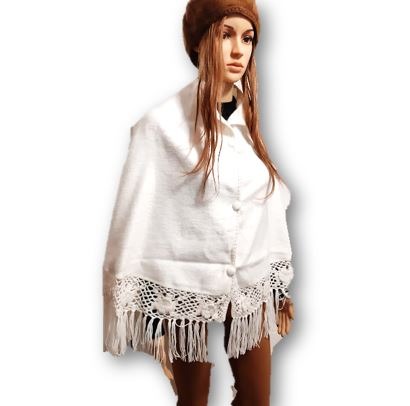 melk calcium Antagonisme Witte poncho van alpaca wol - Alpaca cape - Koop online Peruaanse Alpacawol  kleding < Gratis verzending>