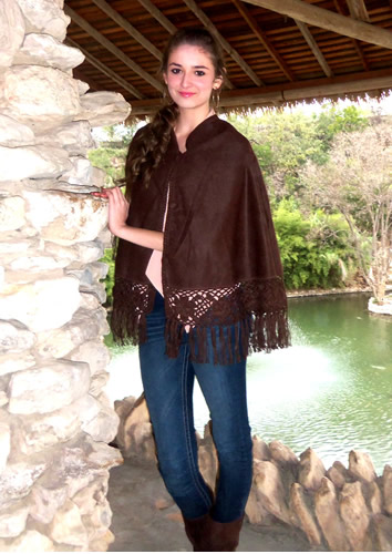 dames alpaca cape poncho bruin