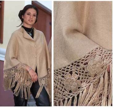 dames alpaca cape poncho beige