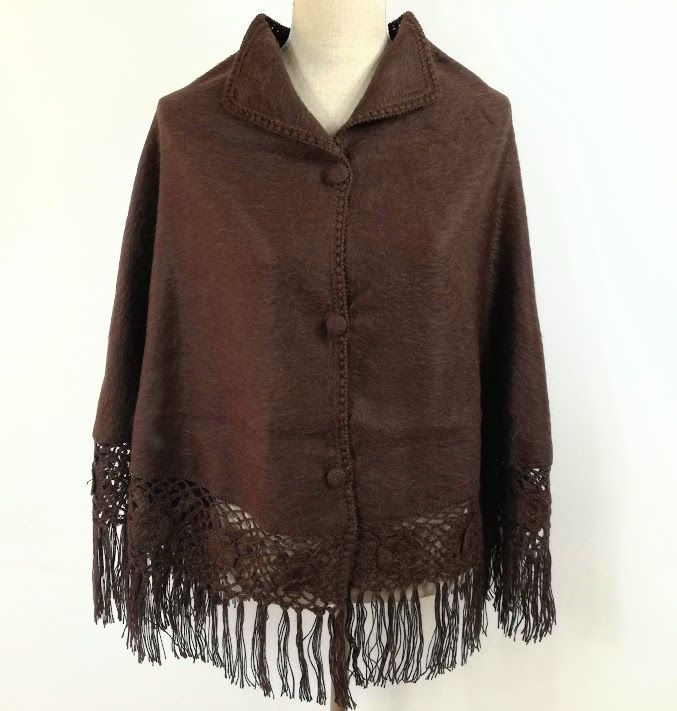 dames alpaca cape poncho bruine