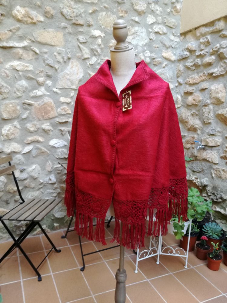dames alpaca cape poncho rood