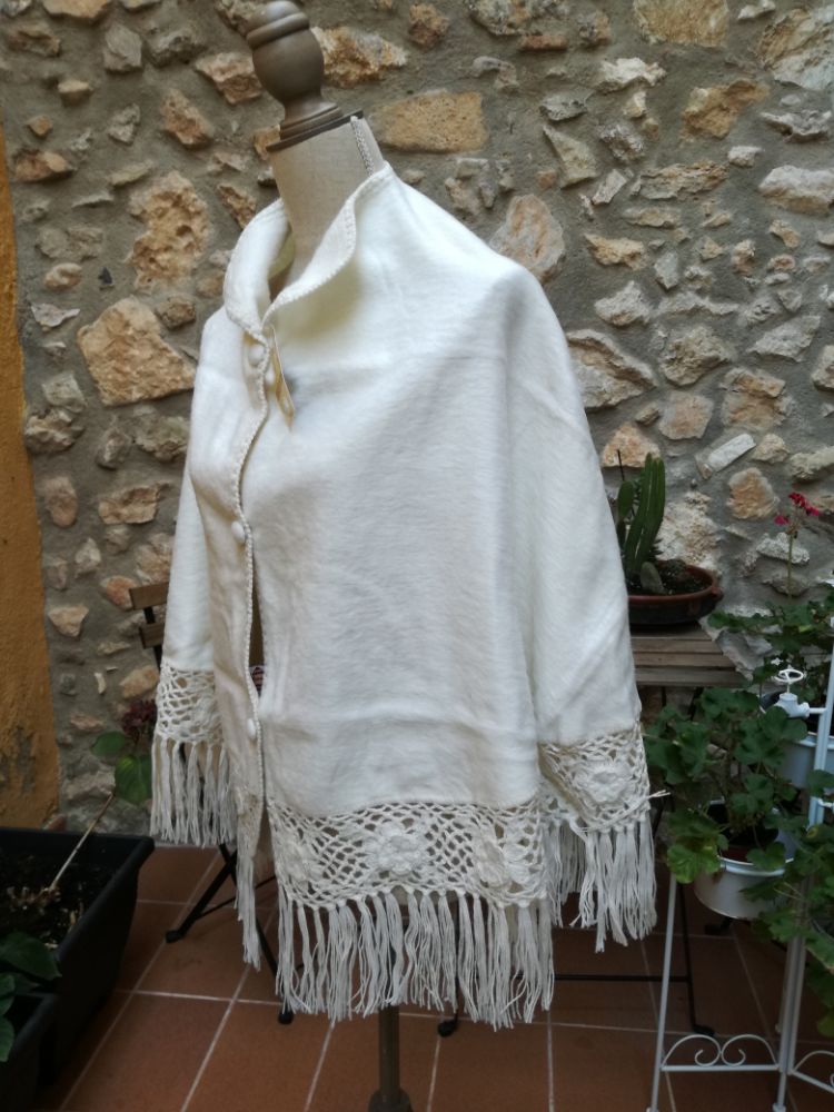 dames alpaca cape poncho wit