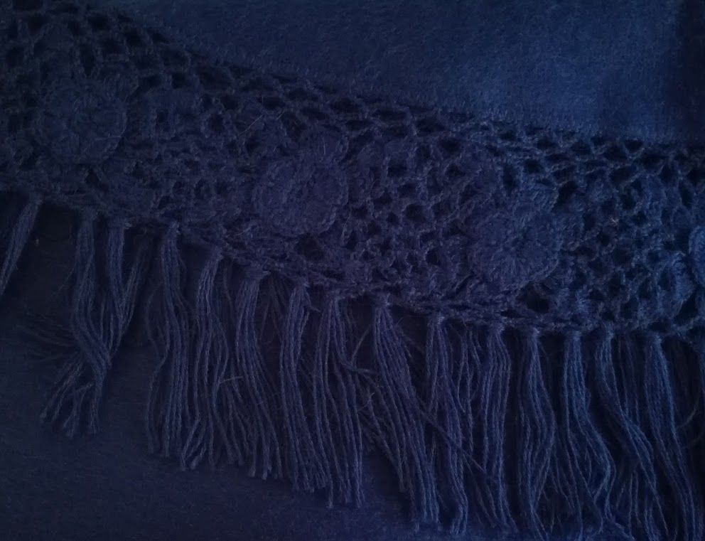 dames alpaca cape poncho blauw