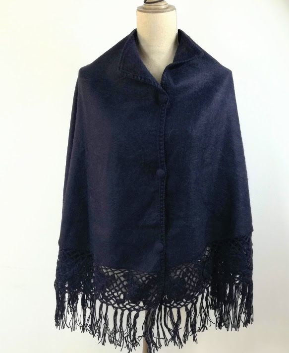 dames alpaca cape poncho marine blauw