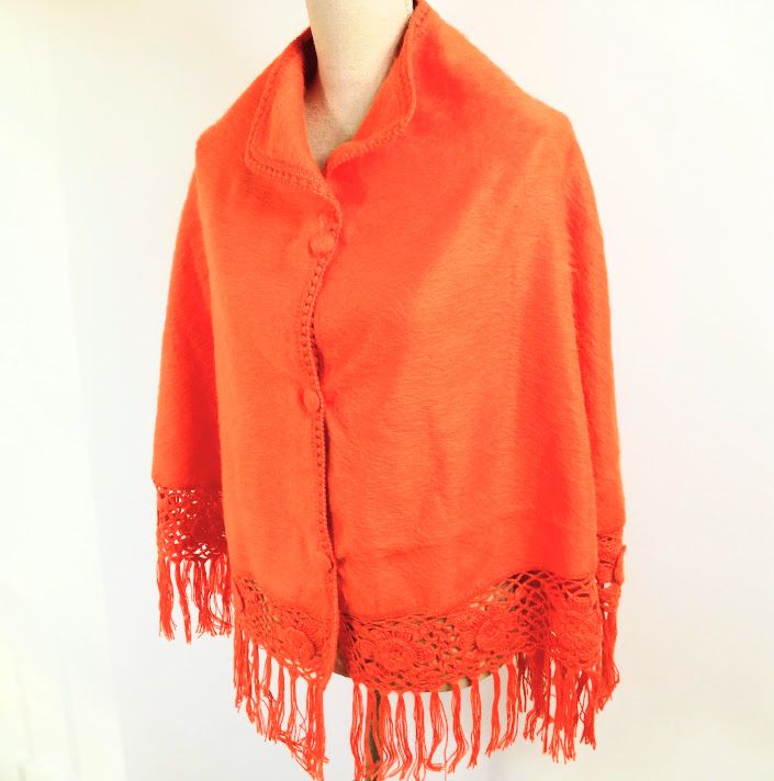 alpaca wol korte cape orange
