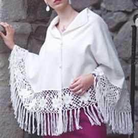 dames alpaca cape poncho wit